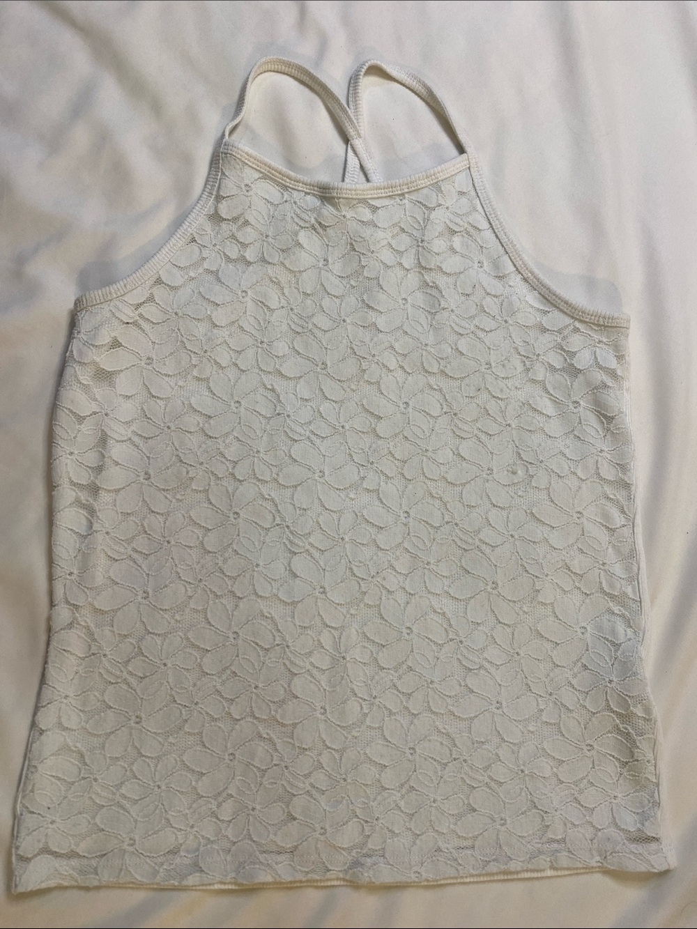 abercrombie kids White Ribbed Tank Top with Navy Logo